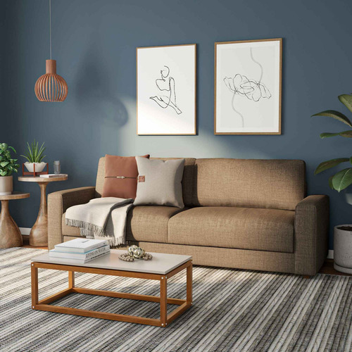 Sofá Living 4 Lugares Hit 230cm Linhão Marrom Com Preto