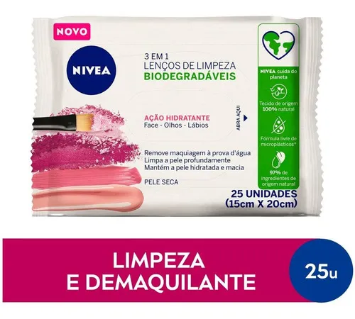 Lenço Umedecido Demaquilante Ação Hidratante Facial Nivea Pacote ...