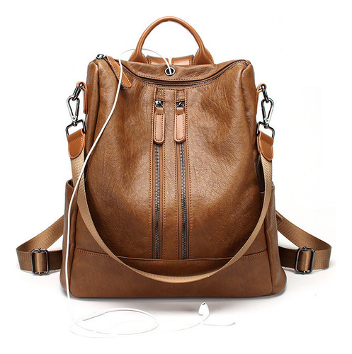 Bolso Casual De Cuero Suave, Mochila Femenina, Bolso De Homb