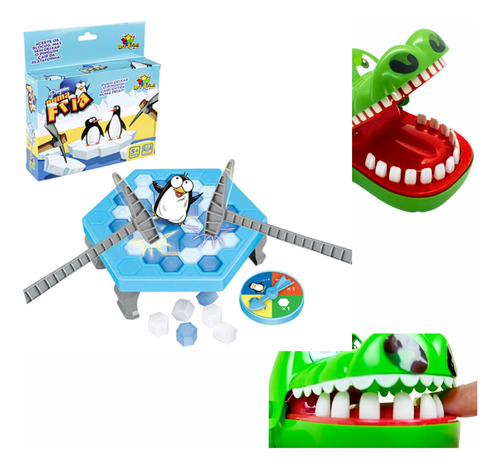 2 Jogos Crocodilo Morde Dedo + Quebra Gelo - 2 Brinquedos