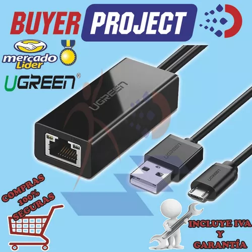 Adaptador Ethernet Ugreen Para Chromecast Micro Usb A Rj45