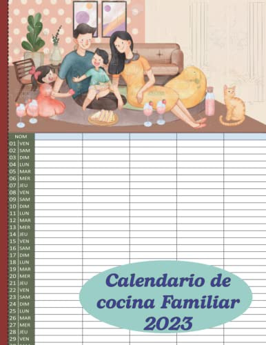 Calendario De Cocina Familiar 2023: Agenda 5 Colones Para Or