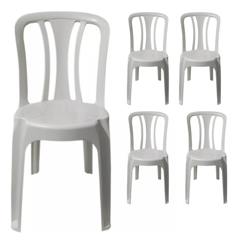 Kit 4 Cadeiras De Plástico Bistrô Resistente Suporta 182kg