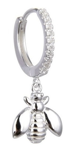 Aros Argollas Colgantes Dije Abeja 1.5cm Plata 925 Unidad