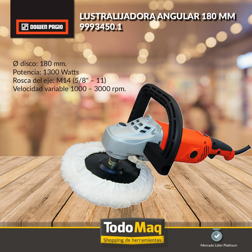 Imagen 3 de 8 de Lustralijadora Dowen Pagio Angular 180mm 1300w Vel.variable