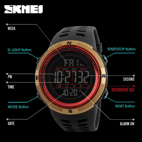 Reloj Skmei 1251 Rojo Digital Deportivo Y Regalo
