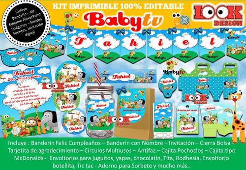 Kit Imprimible Candybar Baby Tv 100 % Editable Powerpoint