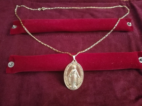 Imagen 2 de 9 de Cadena Baño De Oro 10k Con Virgen Prenda Collar