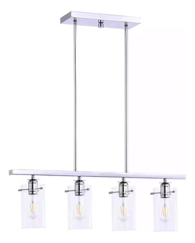 Lampara De Techo Colgante De Cocina Lineal 4 Luces Estructura Gris