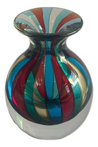 Vasinho Decorativo Vaso De Cristal Murano Bastões Coloridos