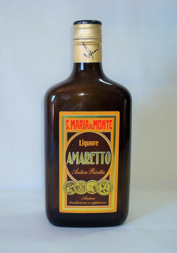 Botella De Vidrio Vacia De Licor Amaretto S. María Al Monte