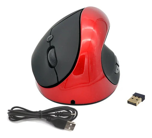 Mouse Vertical Ergonómico Inalámbrico Recargable Rojo-negro