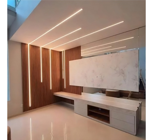Perfil P/ Fita Led Embutir Largo 50mm Gesso Drywall 2 Metros Cor Branco