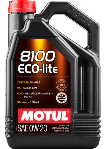 Óleo Para Motor De Carro Motul 8100 Eco-lite 0w-20 4l