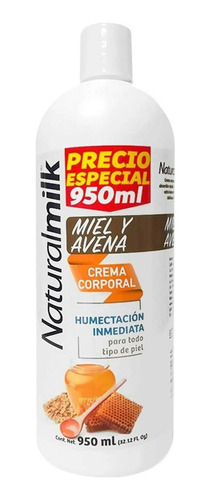 Naturalmilk Crema Humectante Corporal Miel Y Avena 950ml