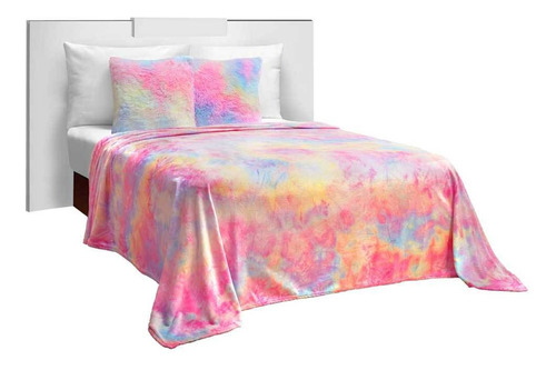 Frazada Matrimonial Rosa Sherpa  Tie Dye Térmica