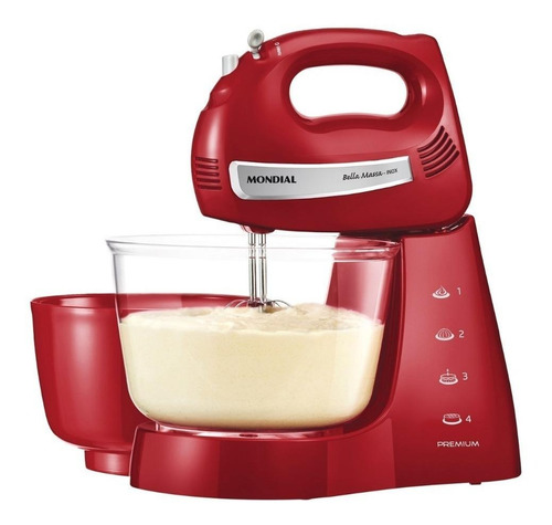 Batidora de pie Mondial Premium Bella Massa Inox 500W B-29-NP roja 60 Hz 220 V