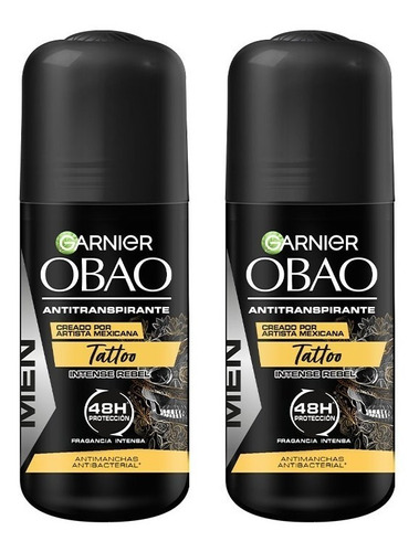 Obao Tattoo 2.0 Desodorante Para Hombre 65 Gr, 2 Pack Fragancia Sin Fragancia