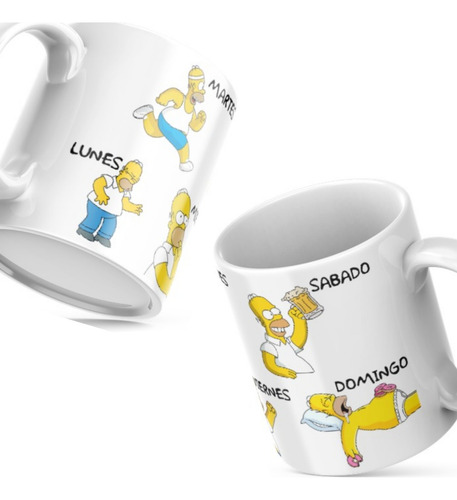 Taza Cerámica Semana Homero Simpsons Preciosa Mejor Calidad