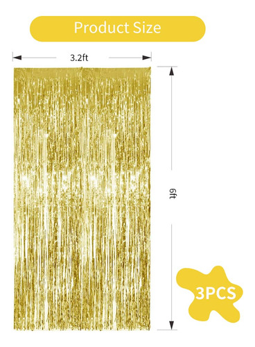 Telón De Fondo Dorado Para Puerta Party Streamers Toniful, 3