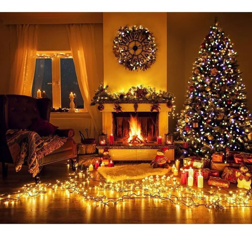 Imagen 5 de 9 de Guirnalda Luz 200 Led Solar 22m Exterior Navidad 8 Efectos
