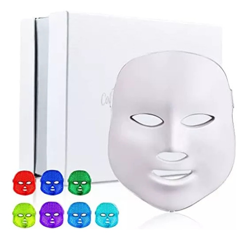 Máscara Facial Led De 7 Colores Con Fotones Azules Y Rojos