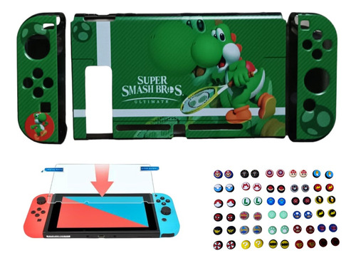 Acrilico Yoshi + Vidrio Templado+ 2 Grips Nintendo Switch