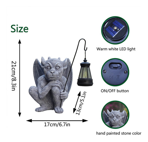 Estatua De Para Jardín, Adorno Con Luz Solar, Impermeable,