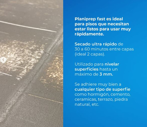 Mortero Para Alisar Pisos Planiprep Secado Rápido 4kg - 20m2
