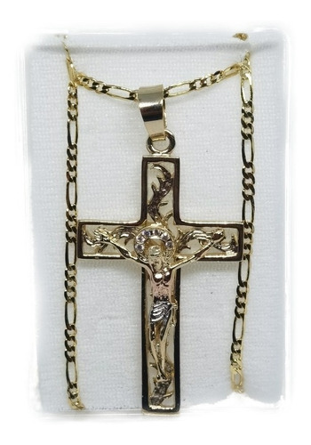 Dije Cruz Y Cristo De 4.5 Cm +cadena 60 Oro Lam+envio Gratis