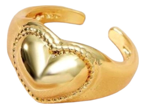 Anillo Corazon Mujer Moda Tendencia Chunky Baño De Oro 18k