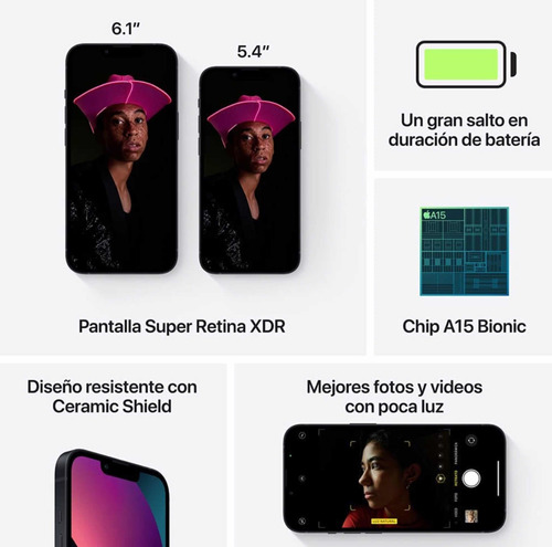 iPhone 13, 256 Gb, Color Black (Usado)