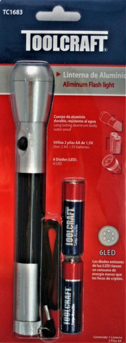 Linterna Toolcraft Tc1683 De Aluminio 6 Led De Pilas Color de la linterna Plateado con negro