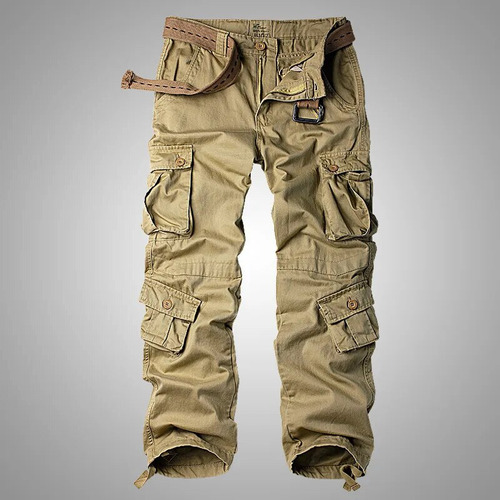 Pantalones Cargo Rojos Militares Con 8 Bolsillos, Pantalones