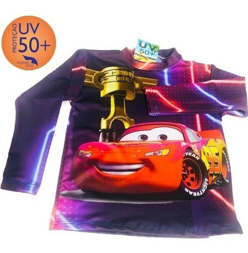 Camiseta Blusa Camisa Proteção Solar Uv 50 Infantil Carros