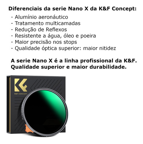 Filtro Nd 2-400 Nano X 58mm K&f Concept Densidade Neutra