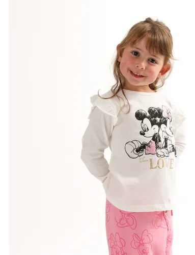 Polera Manga Larga Niña Minnie The Love Beige Minnie