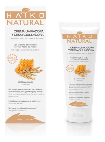 Crema Facial Haiko Natural Limpiadora Y Desmaquilladora X 80