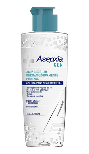 Asepxia Gen Agua Micelar Limpieza Piel Grasa C/brillo 200ml