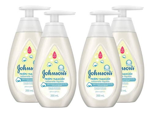 Kit Sabonete Líquido Johnson's Baby 200ml C/4 Unidades