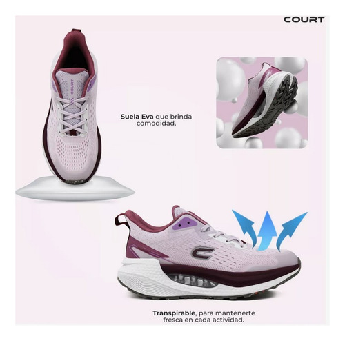 Tenis Comodos Mujer Court Fenix A483j Ligeros Uso Diario Válvula