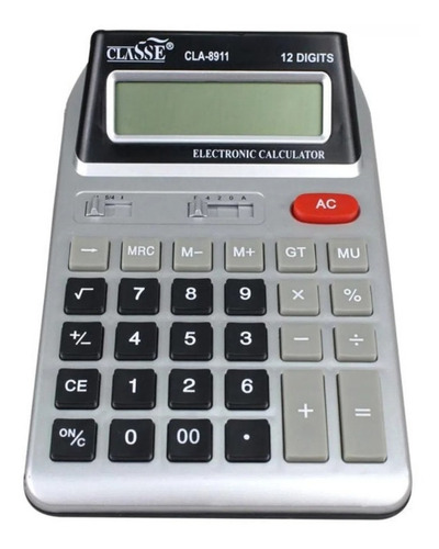 Calculadora De Mesa Comercial Escritório Display 12 Dígitos. Cor Prateado