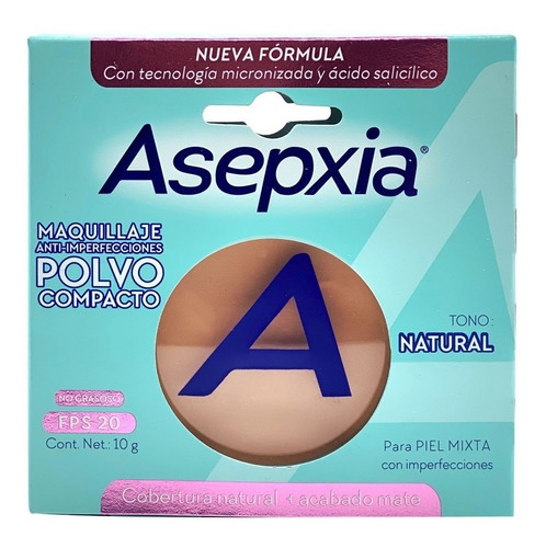 Maquillaje Polvo Compacto Asepxia Fps20 Tono Natural 10g