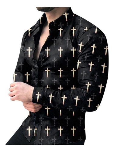 L Camisa Hombre Primavera Y Otoño Cárdigan Con Estampado De