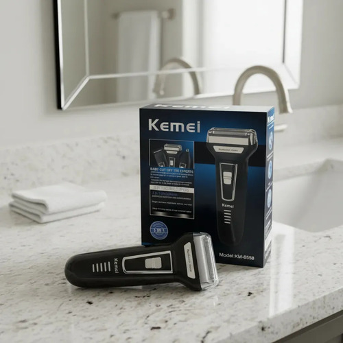 Aparador Barbeador Kemei KM-6558 Recarregável Sem Fio 3 em 1 Bivolt