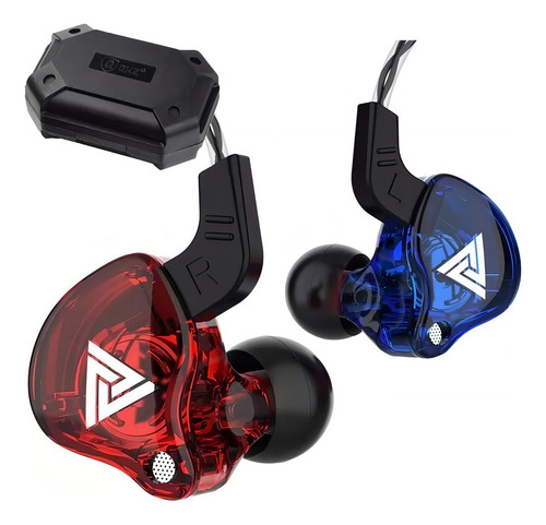 Audífonos Qkz Ak6 Hifi Con Micrófono Entrada 3.5mm Color Azul/rojo