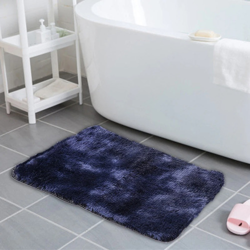 Tapete Decorativo 60x40cm Baño Recámara Sala Felpaultrasuave Ancho 40 Cm Color Azul Marino Diseño De La Tela Geométrica Largo 60 Cm