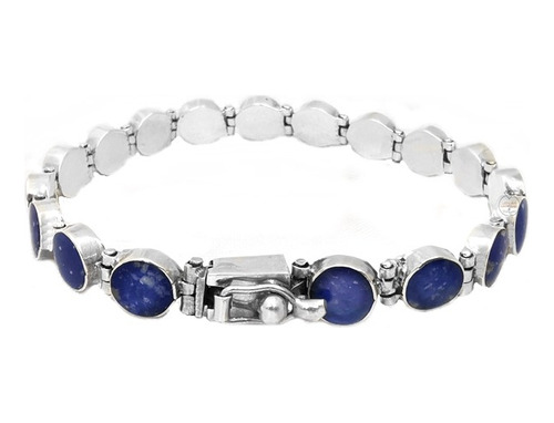 Pulsera Brazalete Lapislazuli Broche Cajon Plata Fina 950 Ch