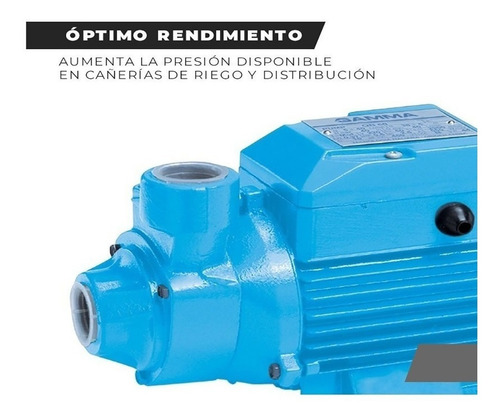 Bomba Agua Periferica 1/2 Hp Gamma Qb 60 Eleva 20mts 40lts/min Bronce + Guantes + Garantia 2 Años