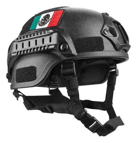 Casco Táctico Militar Moto Bicicleta Gotcha Abatible Swat Color Negro